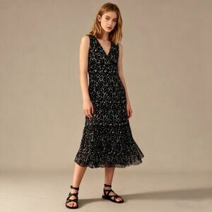 NWOT Johnny Was Stevie Tiered Maxi Dress Black Gold Size S Sleeveless Gold Black